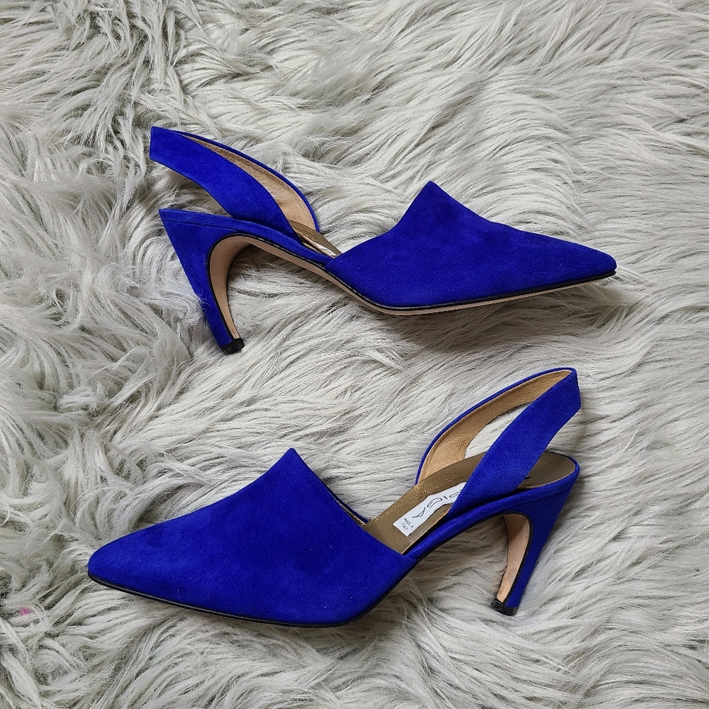 Via Spiga 8.5B Royal Blue Slingback Pointed Heels